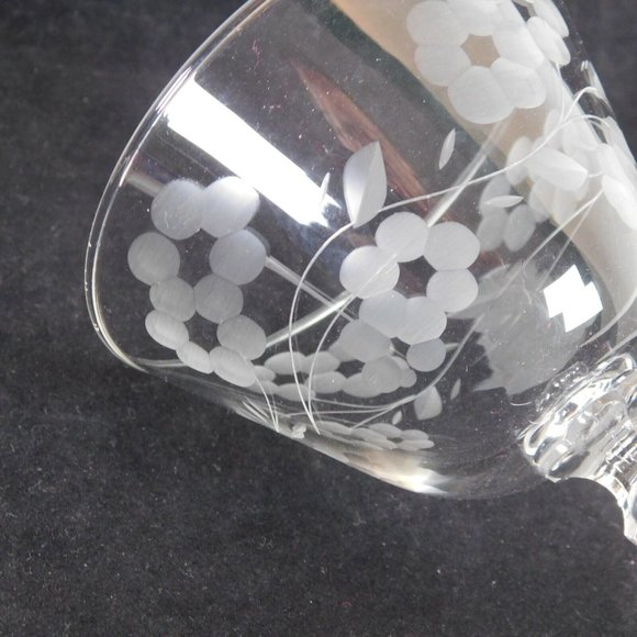 Set of 2 Libbey Glass Glenmore Etched Champagne Tall Sherbet 6 in tall Vintage - Picture 10 of 12